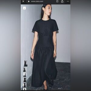 NWT Zara ZW Collection Dark Denim Midi Dress